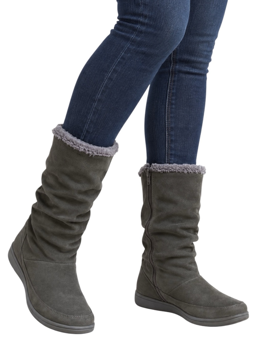 Easy Spirit Crossover Dark Gray Suede Slouch Boots Size 9W NIB